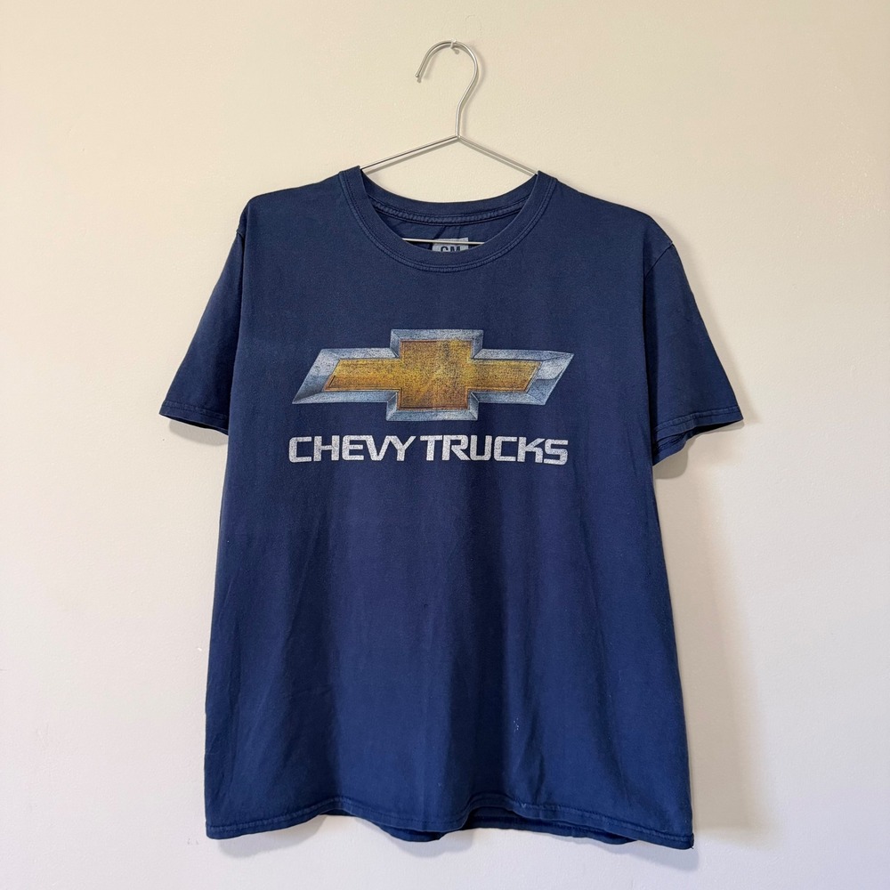 Chevrolet Chevy Trucks Graphic T-Shirt Navy Blue Mens Size Medium Bowtie Logo